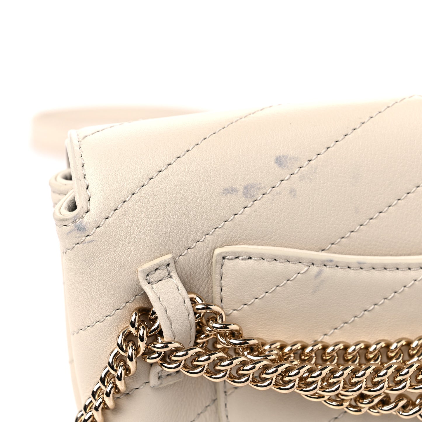 Calfskin Chevron Stitched Coco Waist Bag Ivory