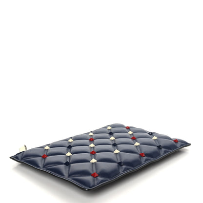 Valentino Garavani Nappa Candystud Zip Pouch Navy Red White 4 of 6