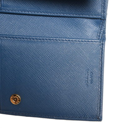 Prada Saffiano Metal Compact Snap Tri-Fold Wallet Cobalto 7 of 8