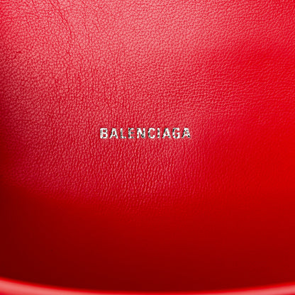 Balenciaga Smooth Calfskin Crystal Diagonal Allover Logo Hourglass Top Handle Bag XS Flame 6 of 11