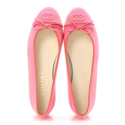 Chanel Denim CC Cap Toe Ballerina Flats 37.5 Pink 2 of 10