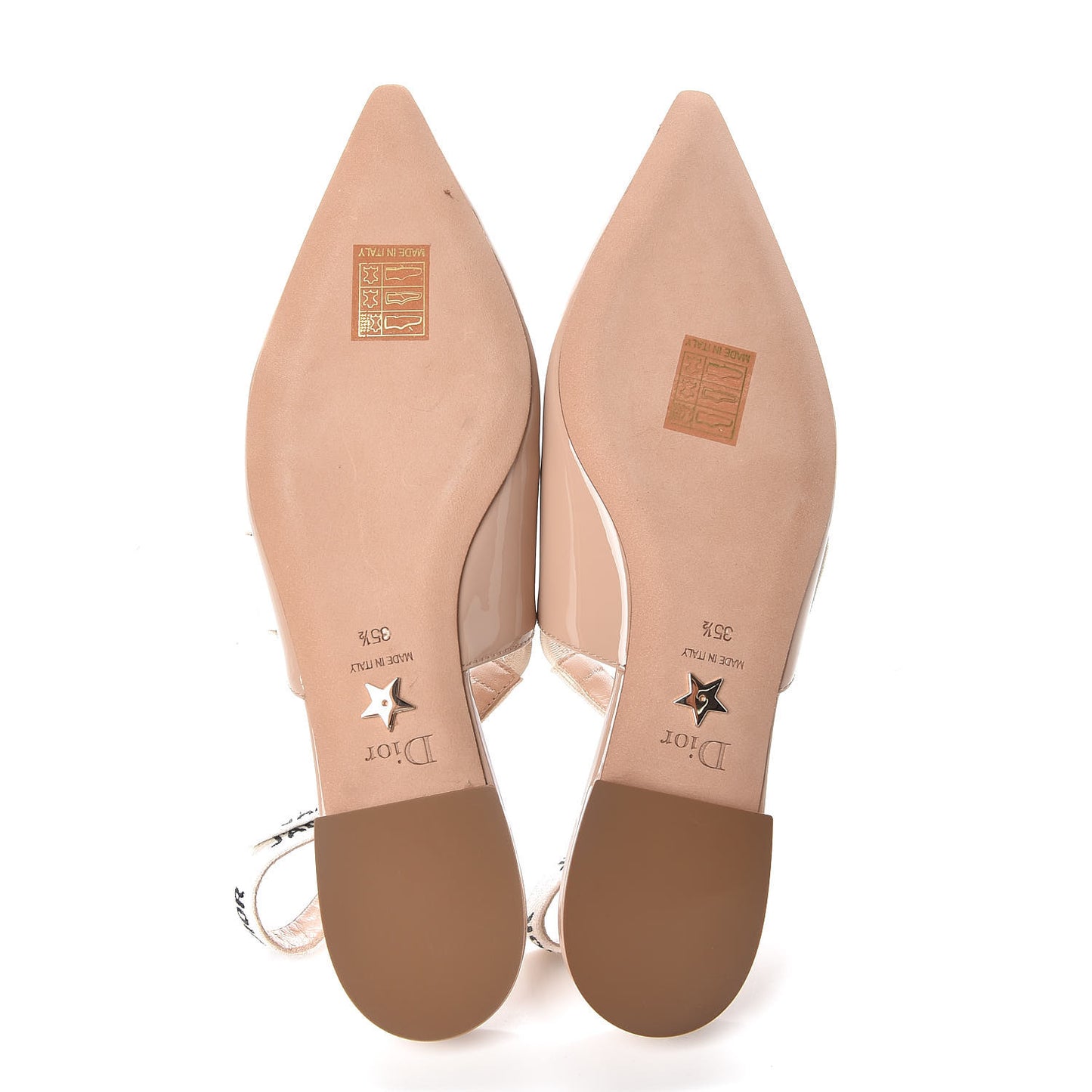 Patent Ribbon J'Adior Slingback Ballet Flats 35.5 Nude