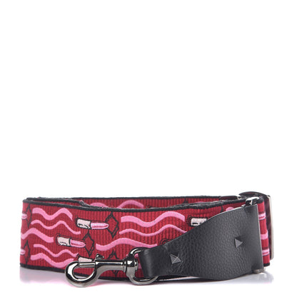 Valentino Garavani Canvas Lipstick Embroidered Rockstud Guitar Strap Multicolor 1 of 5