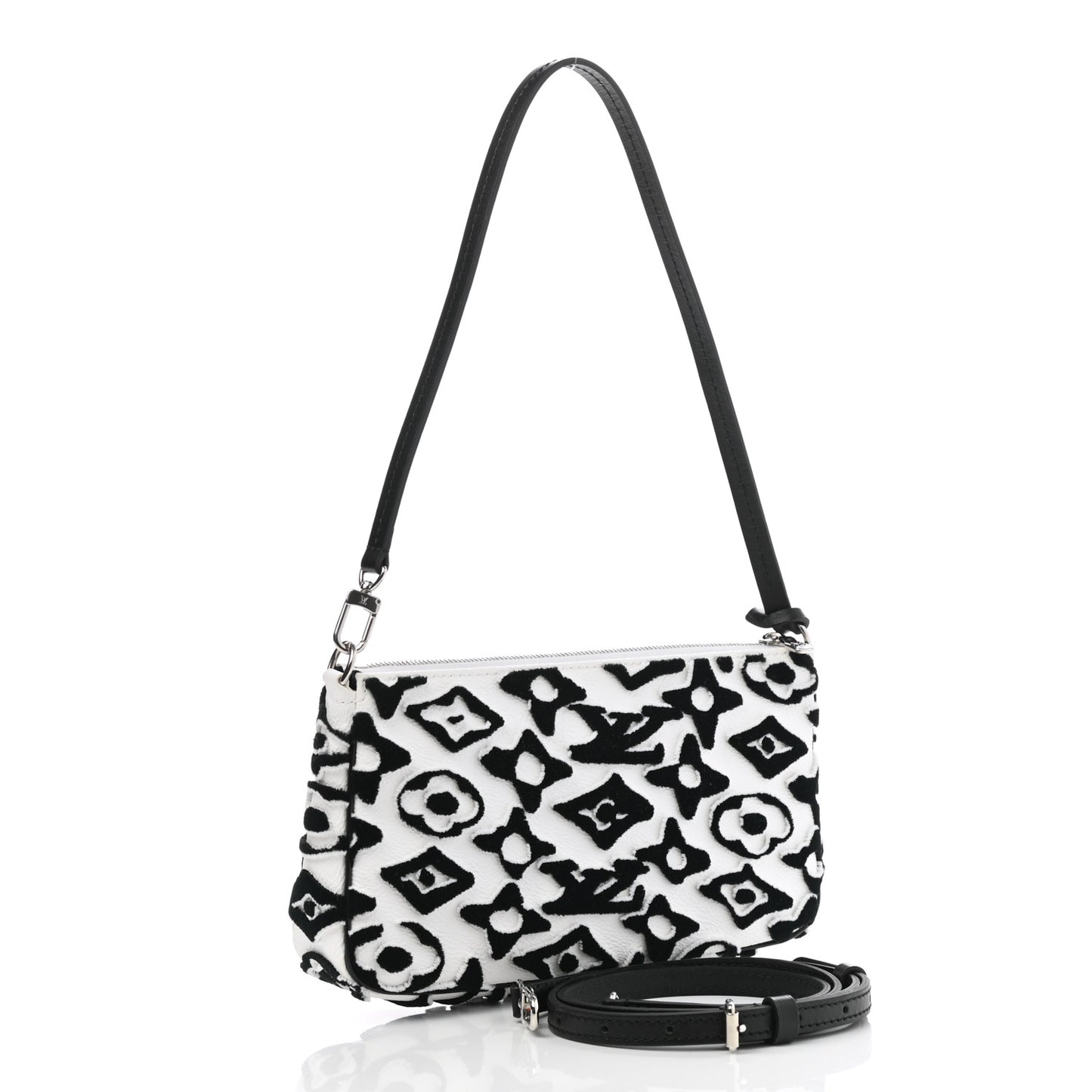 X UF Tufted Monogram Pochette Accessories White Black