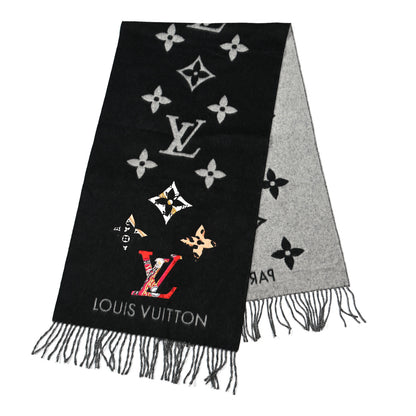 Louis Vuitton Cashmere Monogram Reykjavik Scarf Black 2 of 4