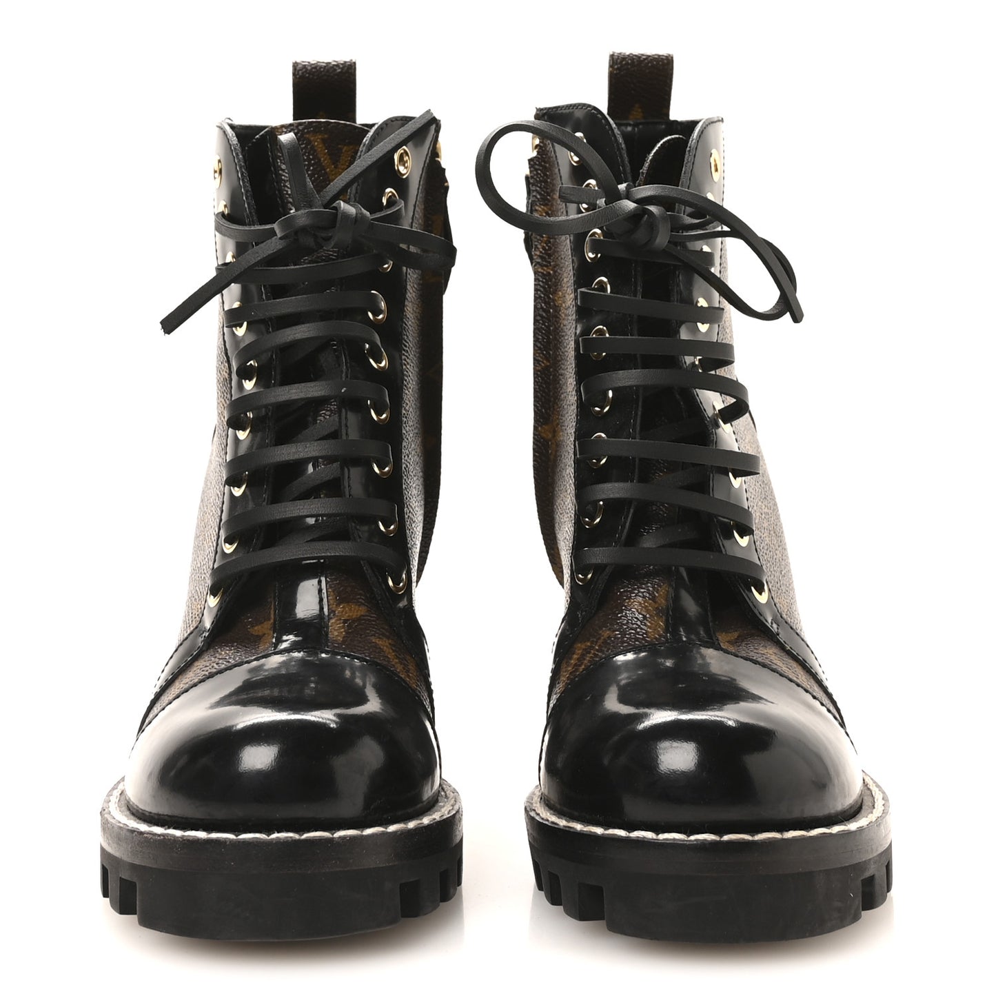 Patent Calfskin Monogram Star Trail Ankle Boots 36 Black