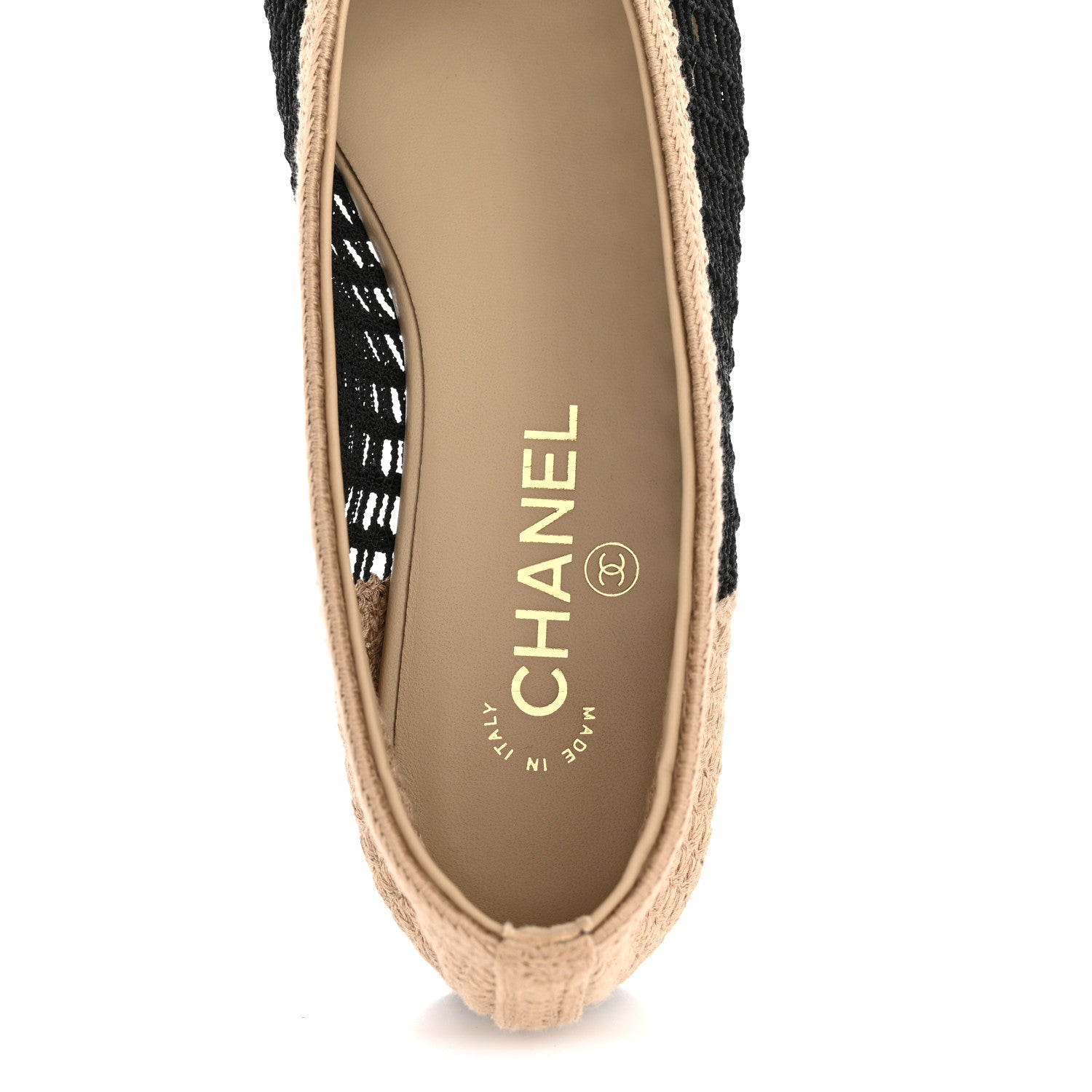 Chanel Raffia Cap Toe Ballerina Flats 38 Black Beige 7 of 10
