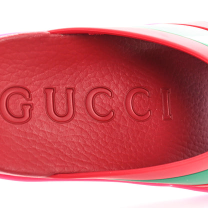 Gucci Rubber Web Womens Criss Cross Slide Sandals 35 Coral New Shamarock 6 of 8