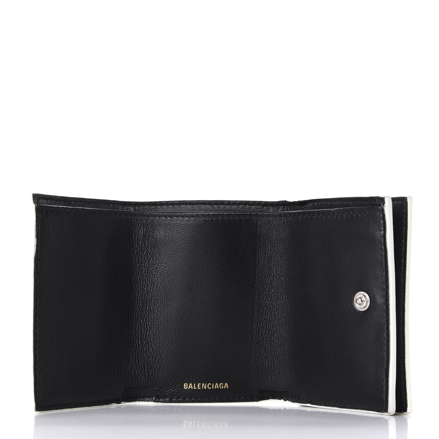 Signature Grained Calfskin Logo Mini Ville Wallet White