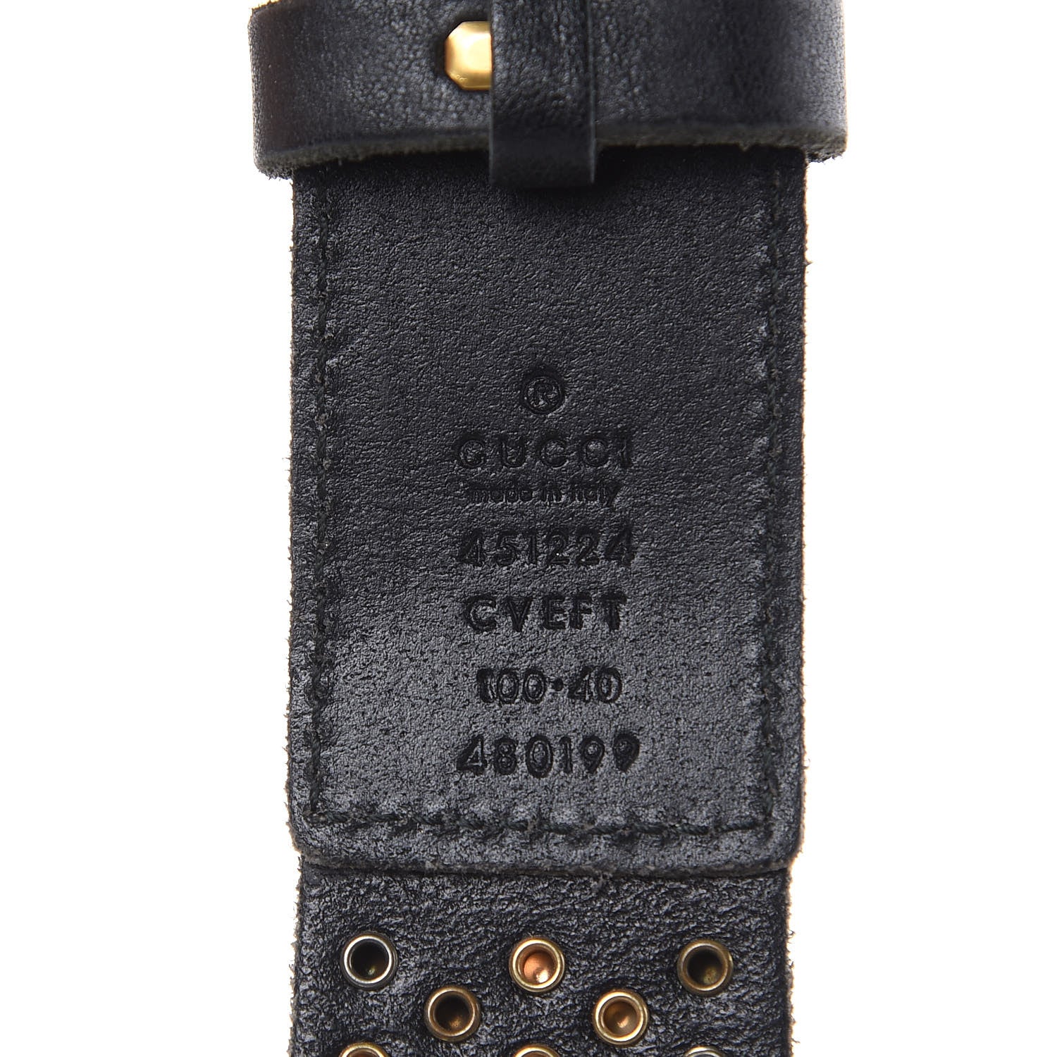 Gucci Calfskin Studded Feline Belt 100 40 Black 4 of 7