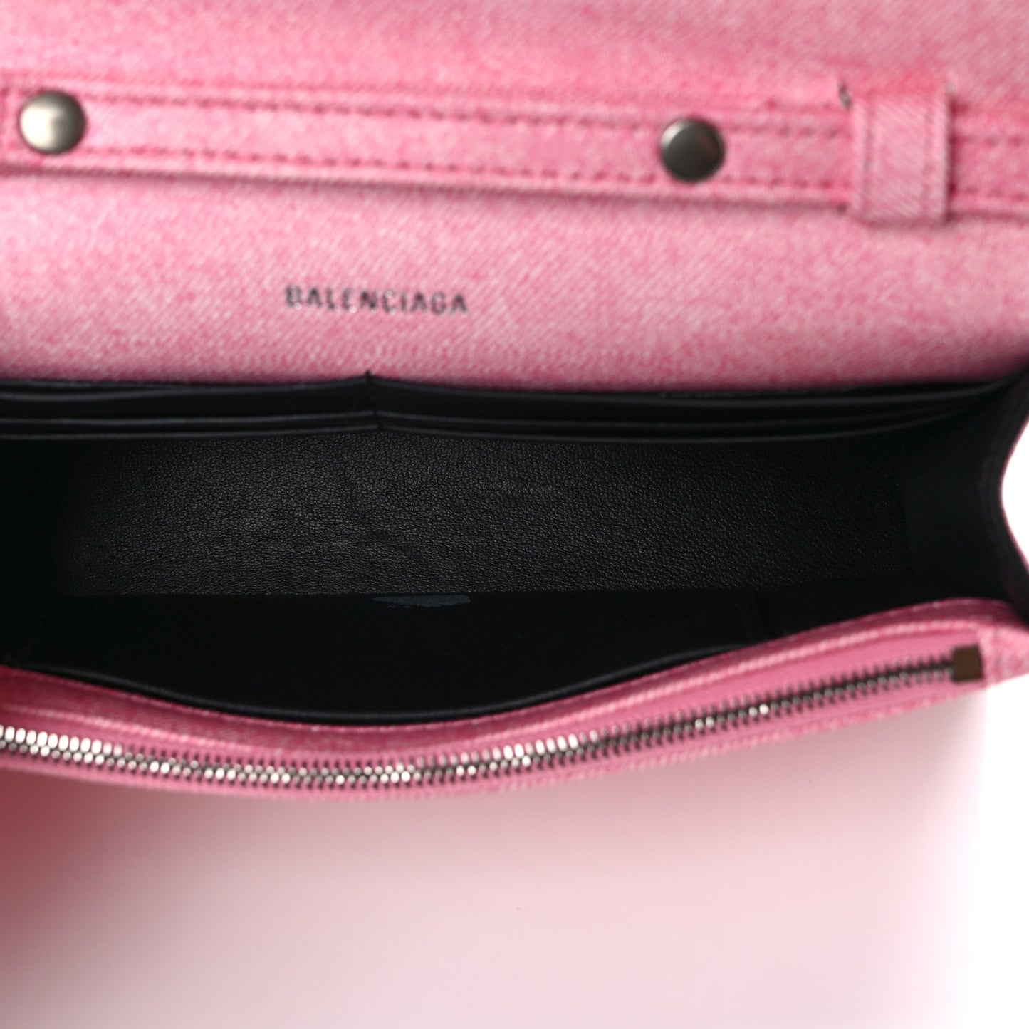 Nappa Denim Printed Hourglass Chain Bag Denim Pink