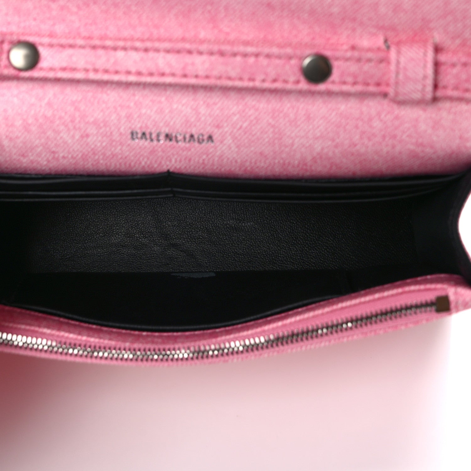 Balenciaga Nappa Denim Printed Hourglass Chain Bag Denim Pink 12 of 14