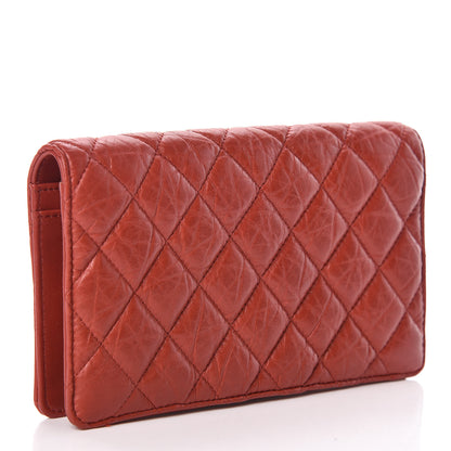 Chanel Aged Calfskin Quilted Reissue Yen Wallet Red 3 of 9