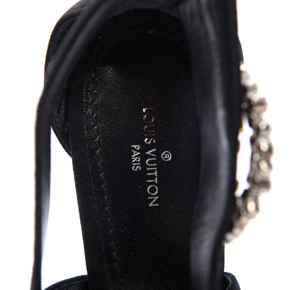 Louis Vuitton Suede Madeleine Platform Sandal 37 Black 8 of 9