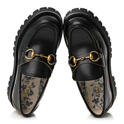 Gucci Cordovan Lux Womens Harald Horsebit 25mm Platform Loafers 35.5 Black 2 of 10