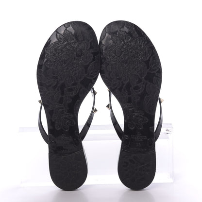 Valentino Garavani PVC Jelly Rockstud Bow Thong Sandals 38 Black 6 of 9