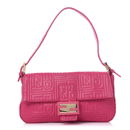 Fendi Nappa Logo Embossed Baguette Fuchsia 1 of 8