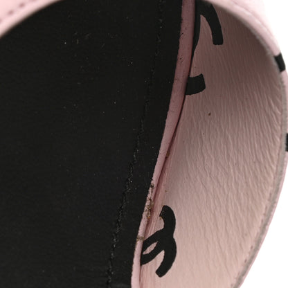 Chanel Printed Lambskin CC Sandals 38 Light Pink Black 10 of 13