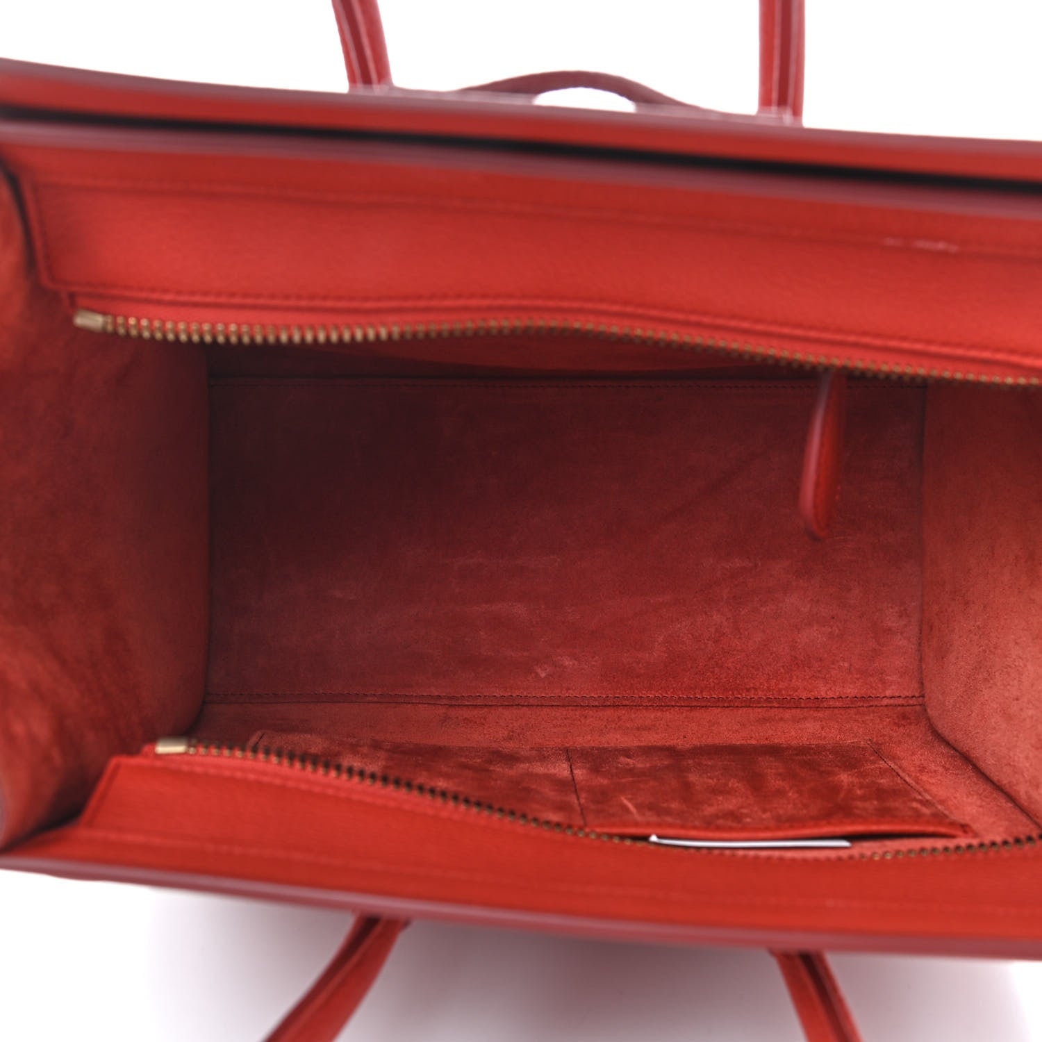 Celine Drummed Calfskin Micro Luggage Fox Red 5 of 11