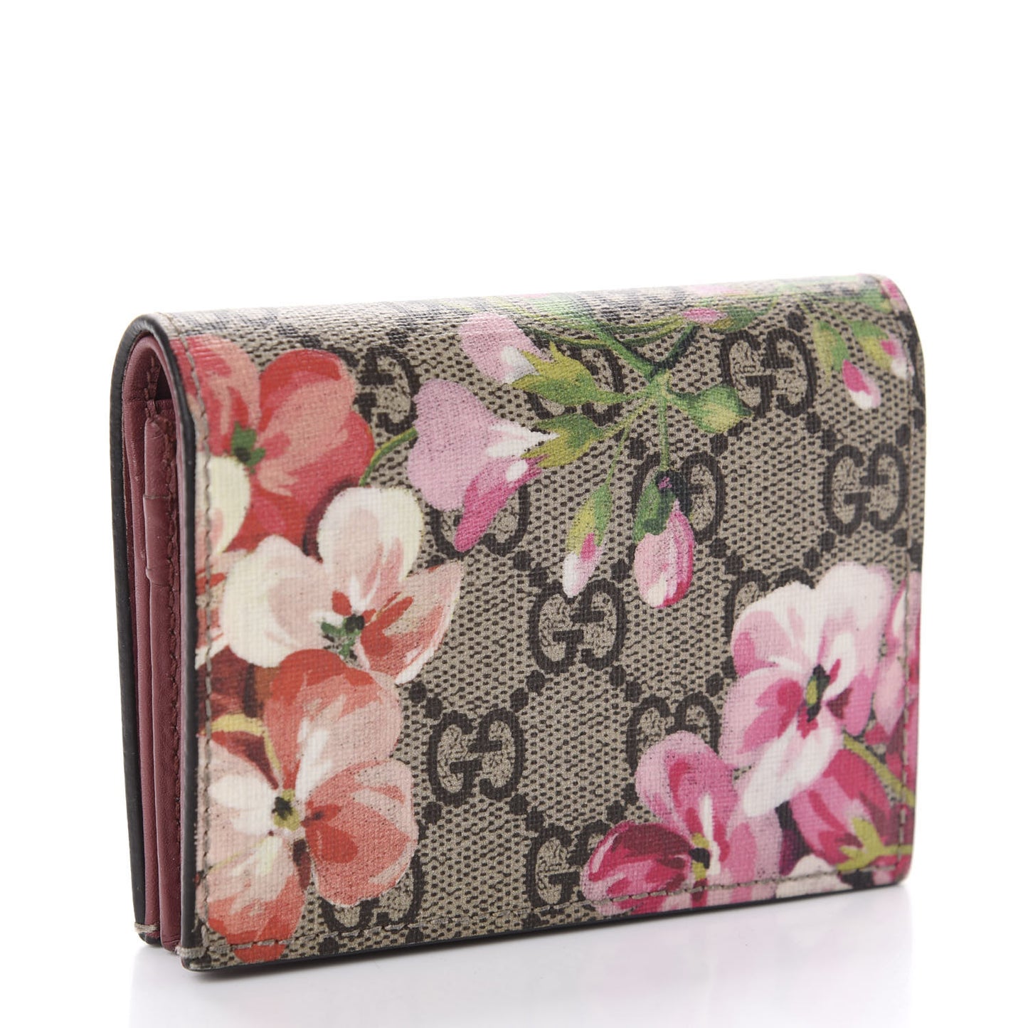 GG Supreme Monogram Blooms Card Case Beige Multicolor Dry Rose