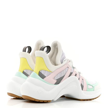 Louis Vuitton Calfskin Nylon LV Pop Archlight Sneaker 37.5 Yellow Pink Teal 4 of 9