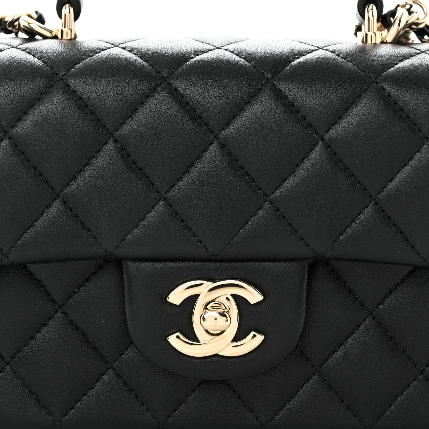 Chanel Lambskin Quilted Mini Lion Charm Top Handle Rectangular Flap Black 8 of 12