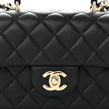 Chanel Lambskin Quilted Mini Lion Charm Top Handle Rectangular Flap Black 8 of 12