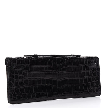 Hermes Matte Niloticus Crocodile Kelly Cut Pochette So Black 3 of 6