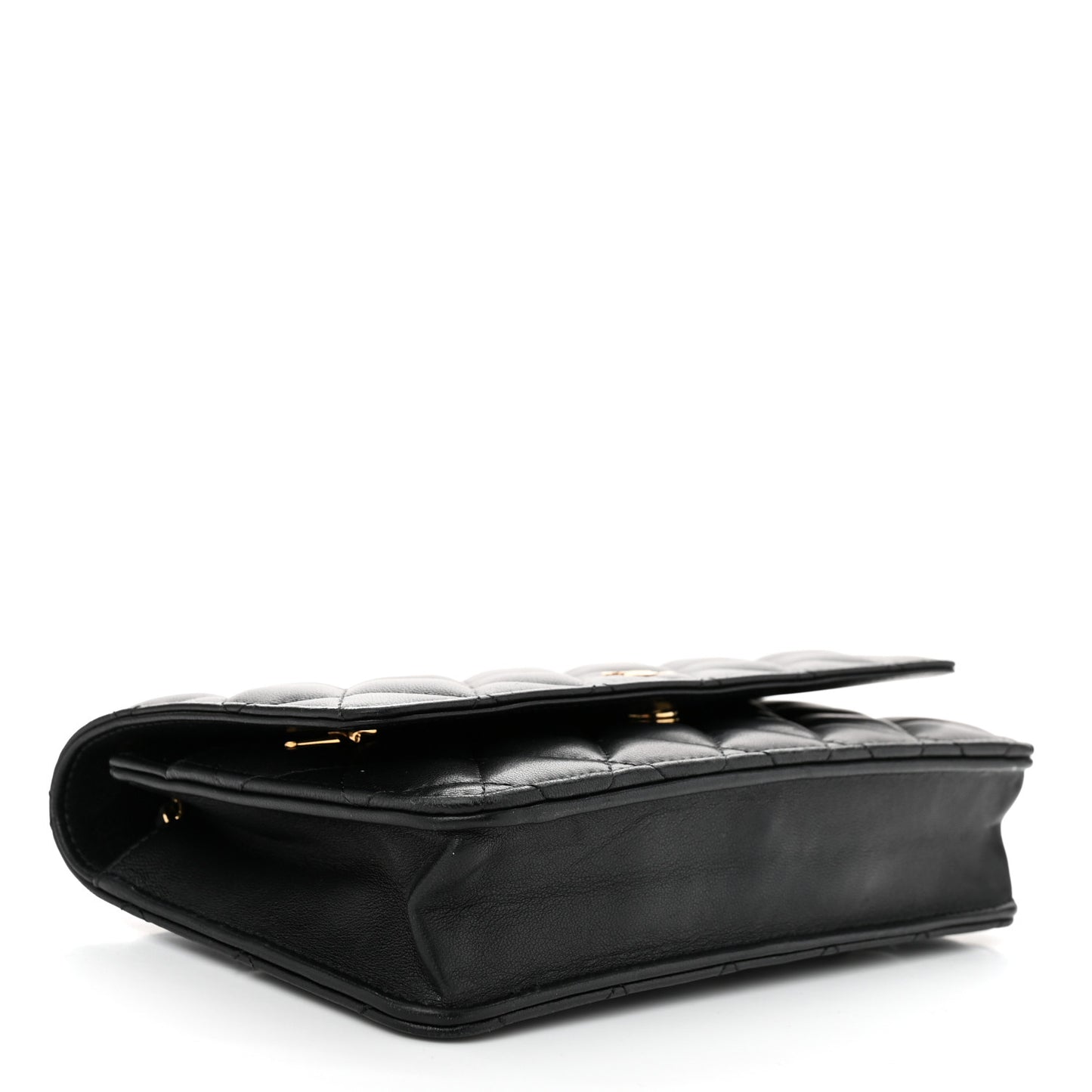 Lambskin Quilted Wallet On Chain WOC Black