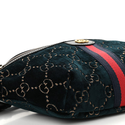 Gucci Velvet GG Monogram Web Belt Bag Blue Beige 8 of 9