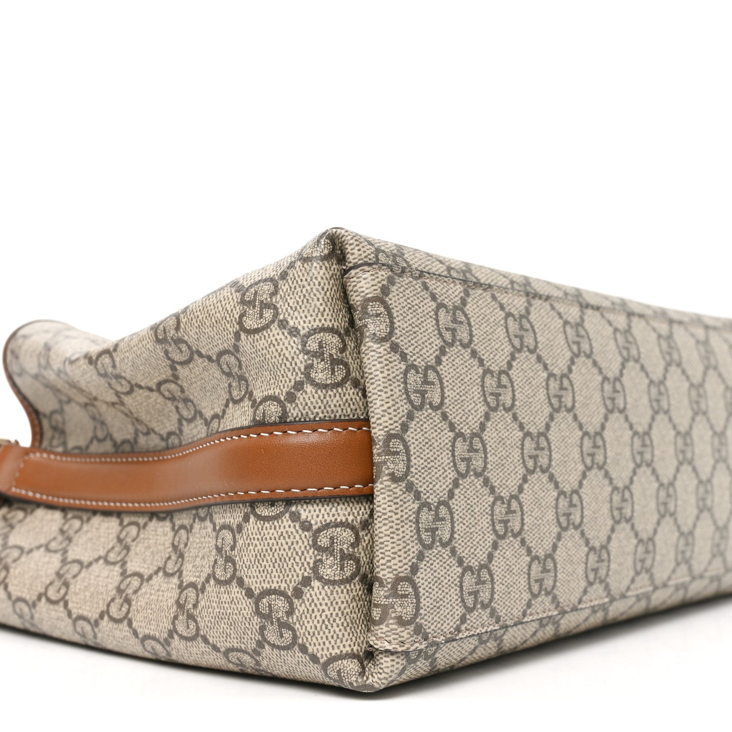 Gucci GG Supreme Monogram Emblem Medium Tote Bag Beige Dark Brown 9 of 11