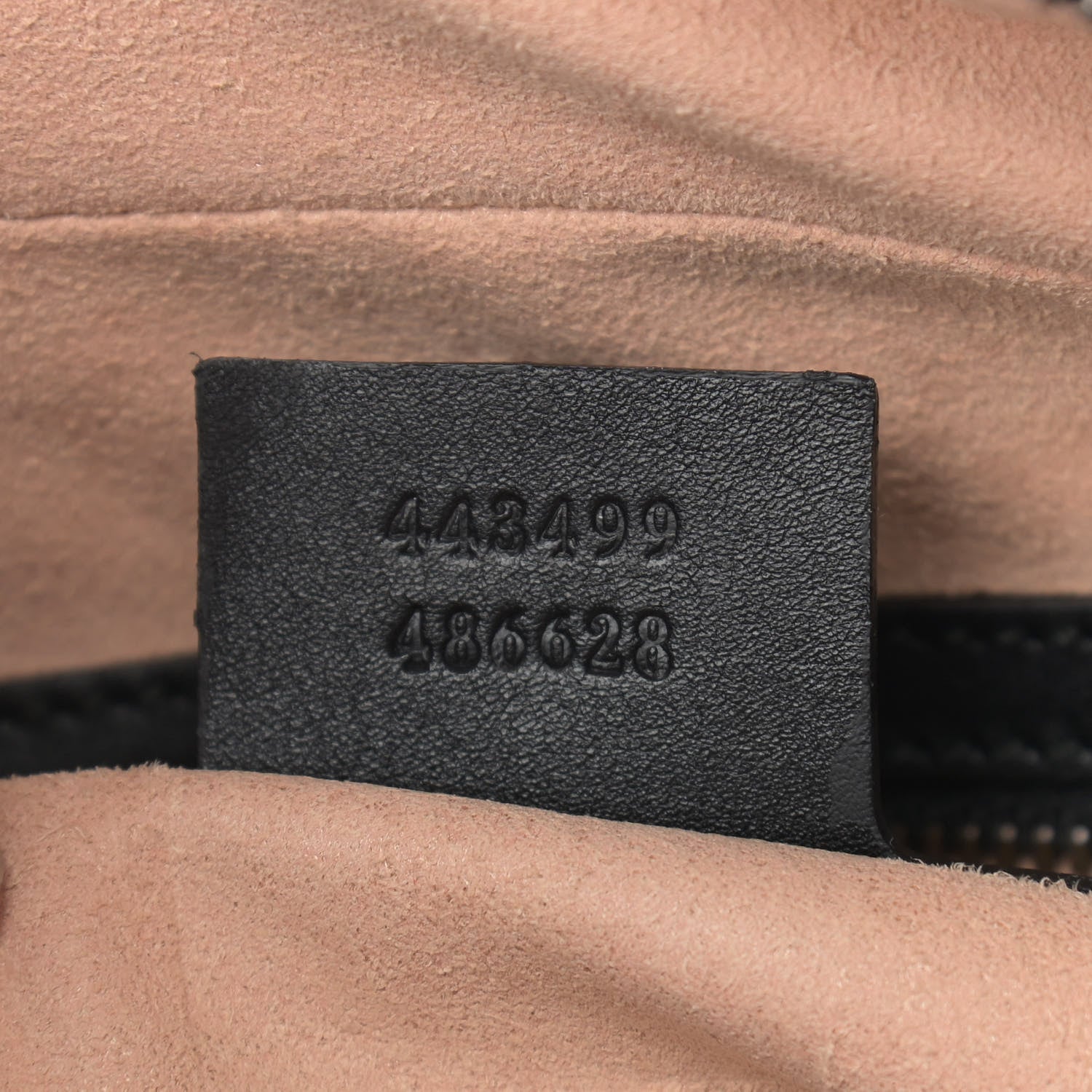 Gucci Calfskin Matelasse GucciGhost Medium GG Marmont Chain Shoulder Bag Black New Acquamarine 7 of 9