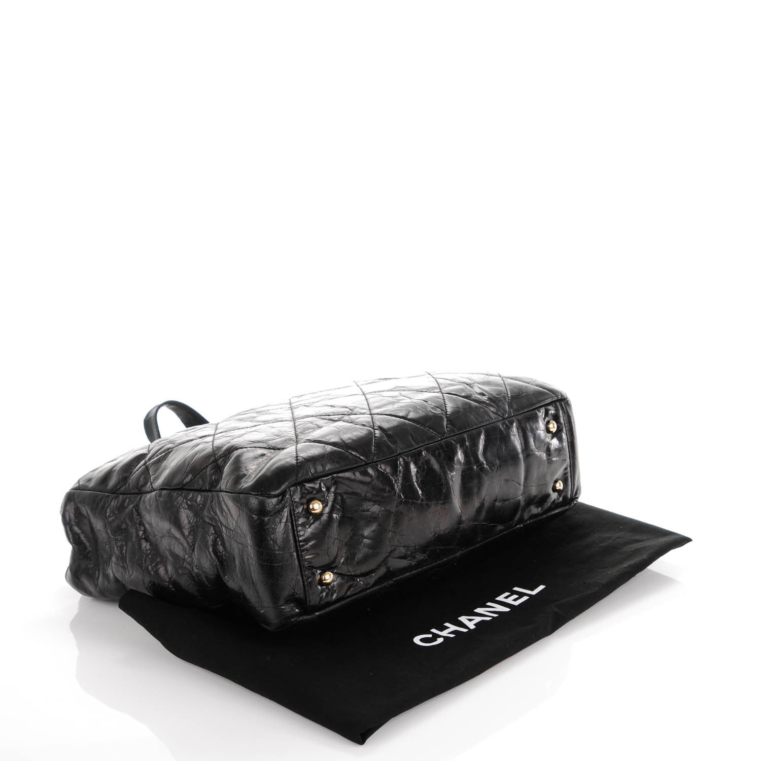 Chanel Glazed Calfskin Quilted Tweed Portobello Tote Black White 4 of 7