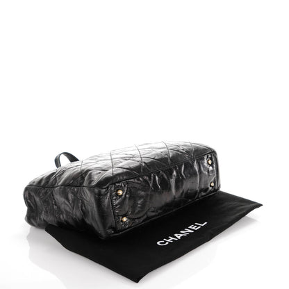 Chanel Glazed Calfskin Quilted Tweed Portobello Tote Black White 4 of 7
