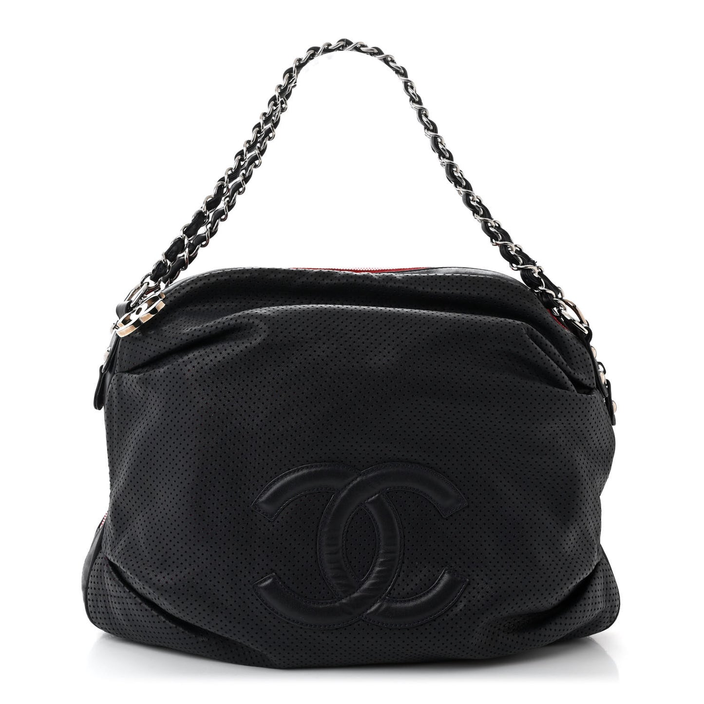 Lambskin Perforated Baseball Spirit Ligne Bag Navy