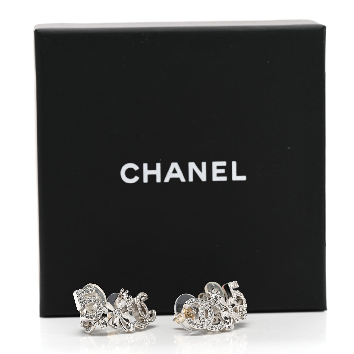 Crystal Star 5 CC Earrings Silver
