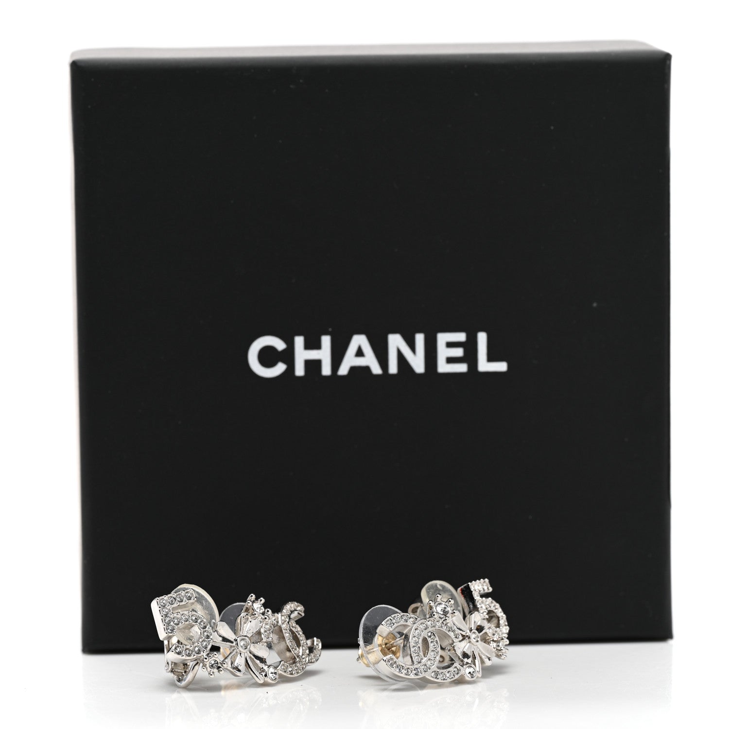 Chanel Crystal Star 5 CC Earrings Silver 5 of 5