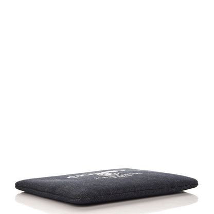 Chanel Denim Large Deauville Pouch Dark Blue 4 of 7