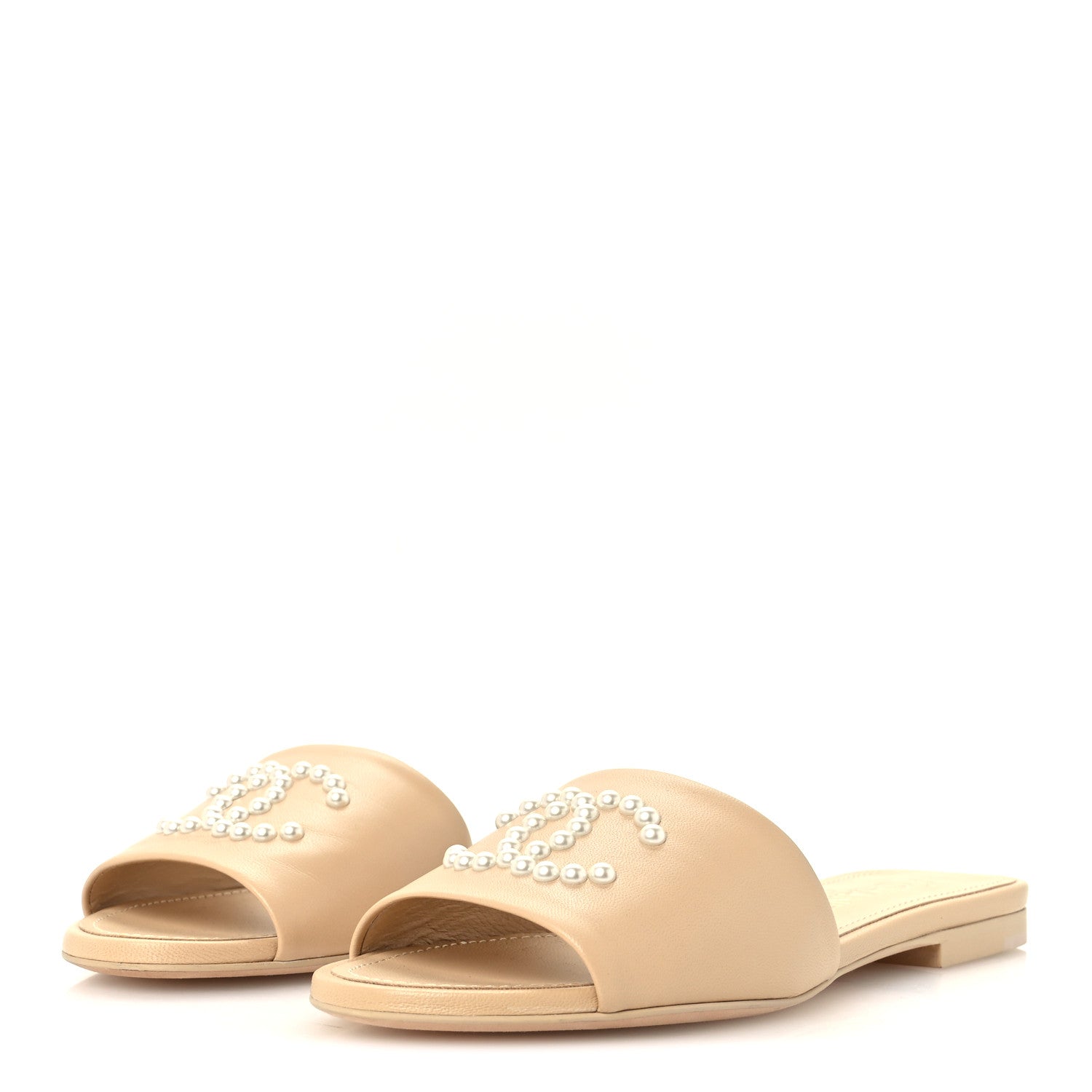 Chanel Lambskin Pearl CC Sandals 36 Beige 4 of 10