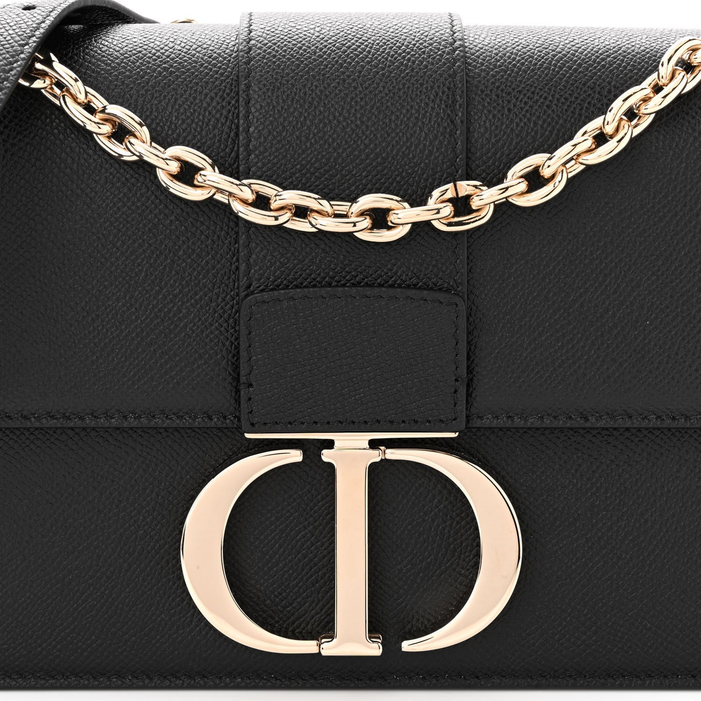 Grained Calfskin Embossed 30 Montaigne Chain Flap Bag Black