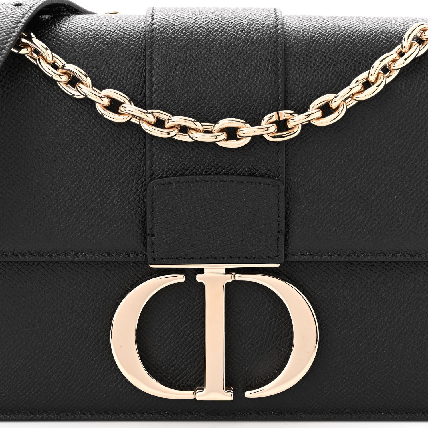 Christian Dior Grained Calfskin Embossed 30 Montaigne Chain Flap Bag Black 8 of 10