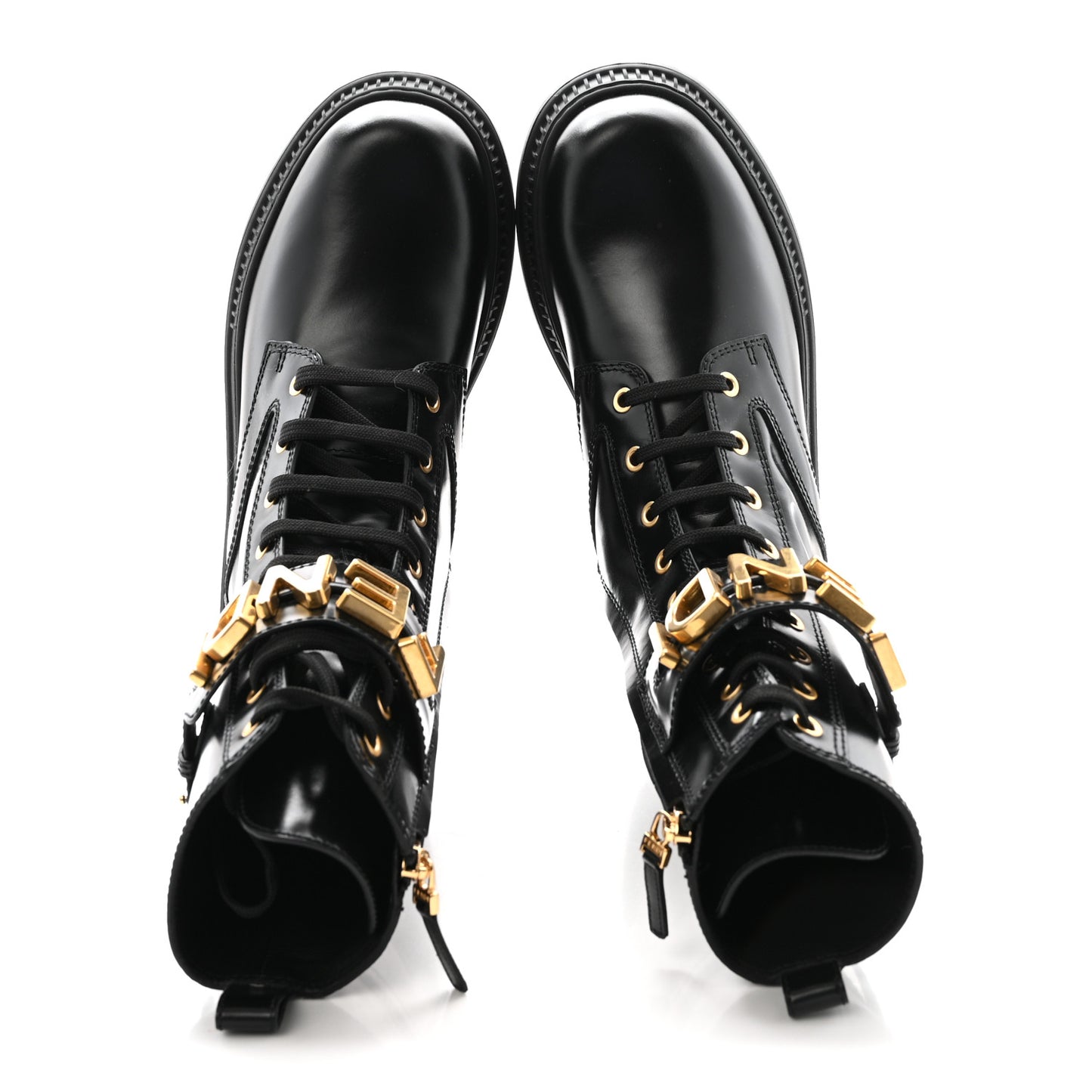 Vitello Abrasivato Fendigraphy 50mm Biker Boots 38.5 Black