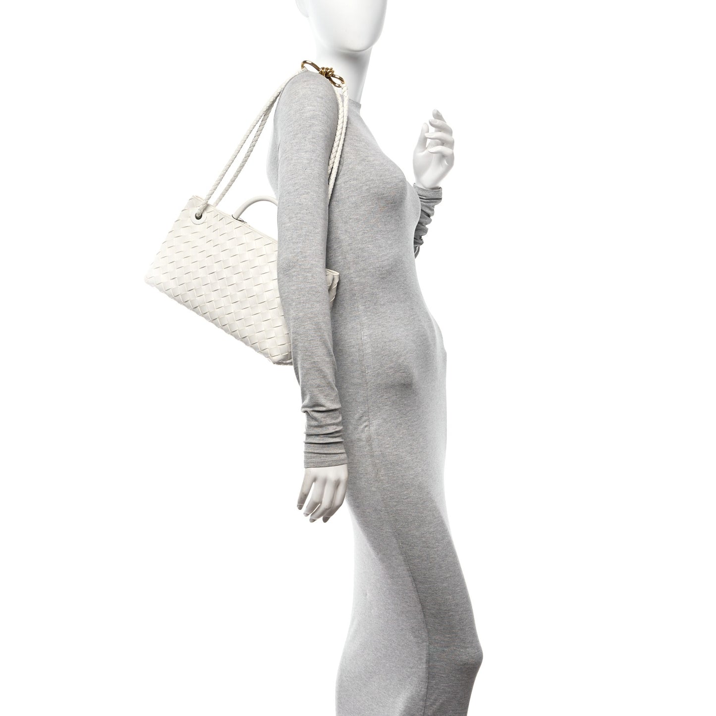 Nappa Intrecciato Small East West Andiamo Shoulder Bag White