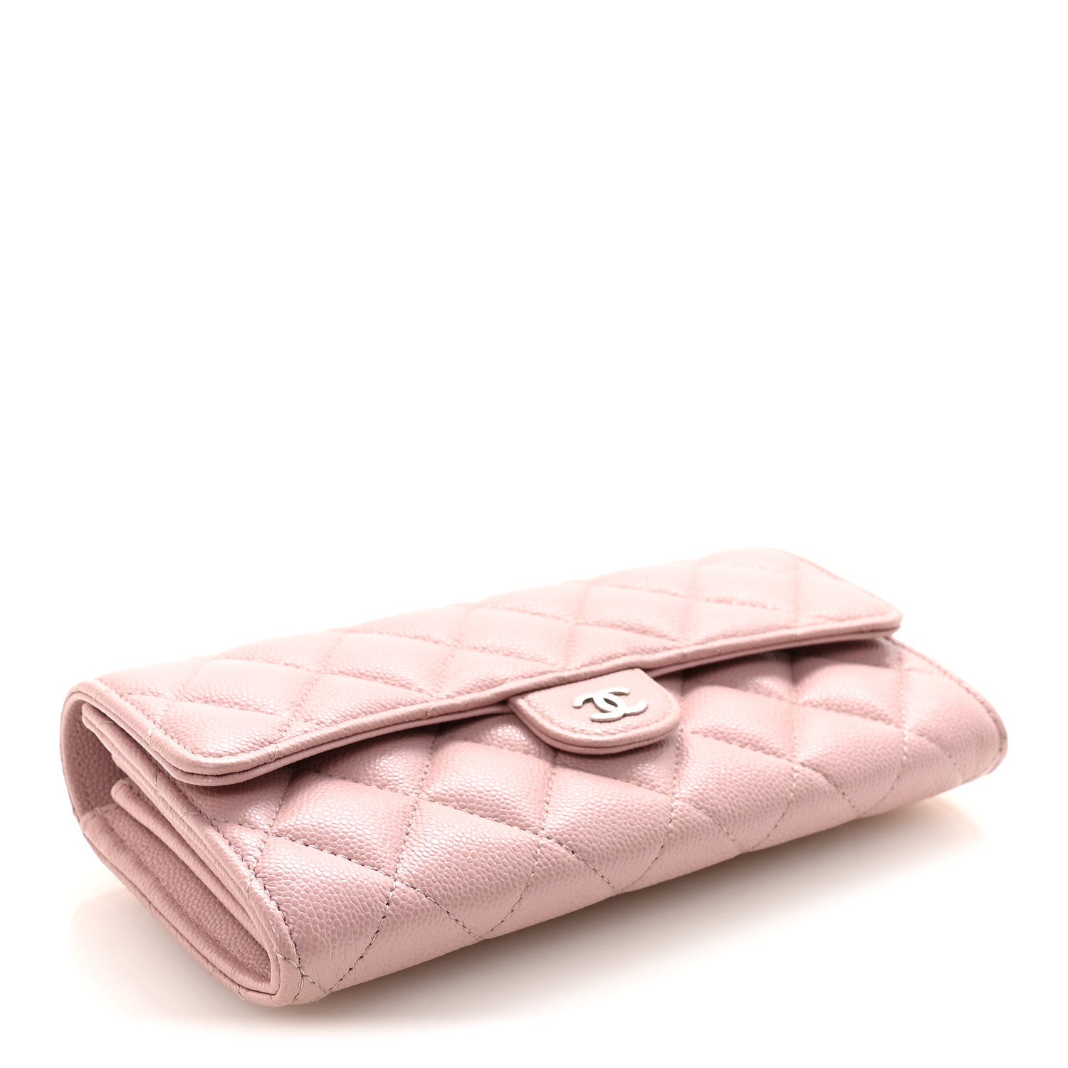 Chanel Caviar Quilted Large Gusset Flap Wallet Light Pink 4 of 9