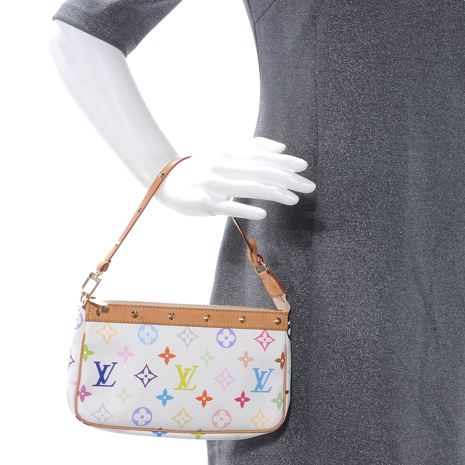Louis Vuitton Monogram Multicolor Pochette Accessories White 2 of 7