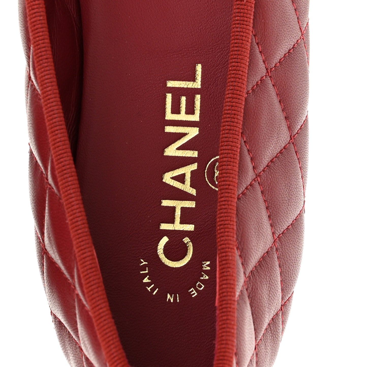 Lambskin Quilted CC Cap Toe Ballerina Flats 42 Burgundy Black