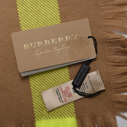 Burberry Wool Half Mega Check Fringe Scarf Neon Yellow 3 of 4