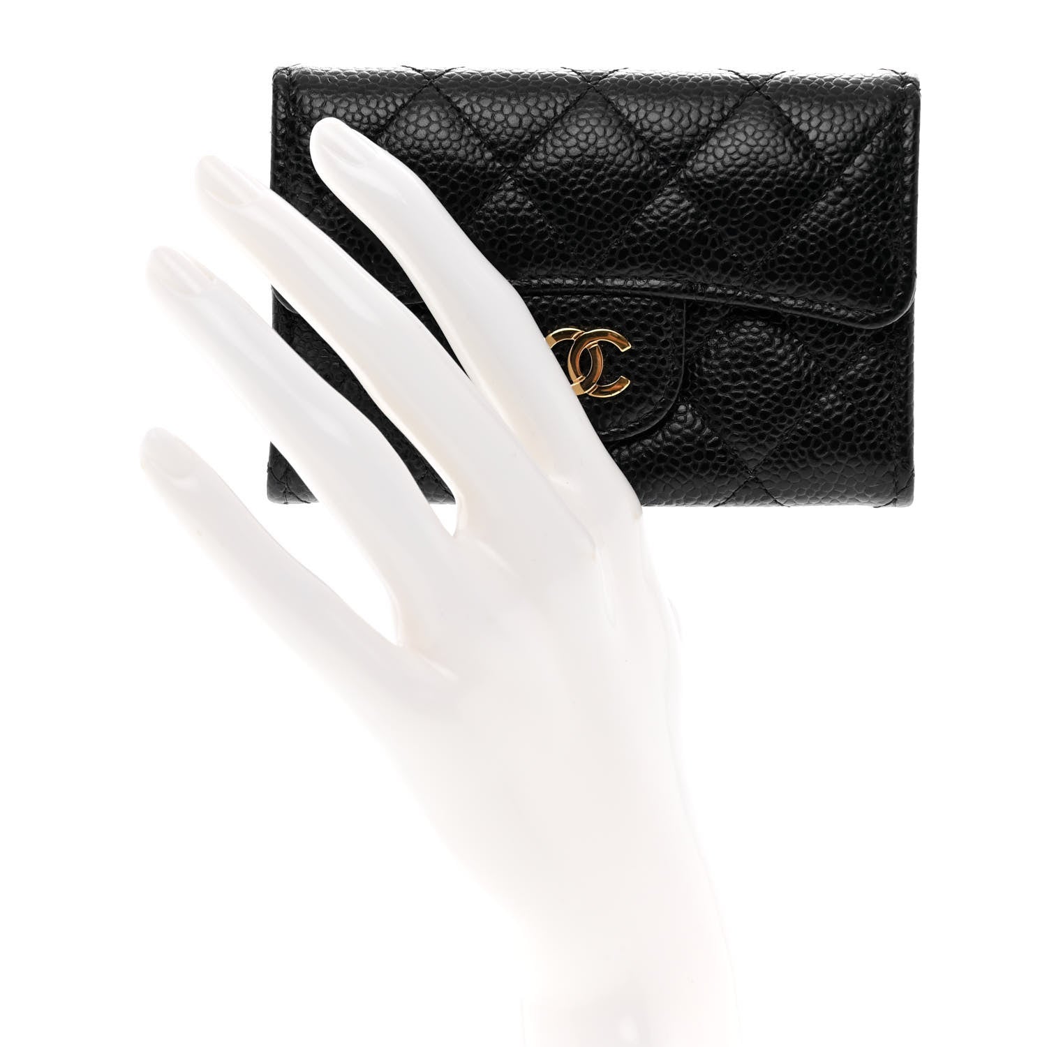 Chanel Caviar Quilted Flap Card Holder Wallet Black 2 of 9