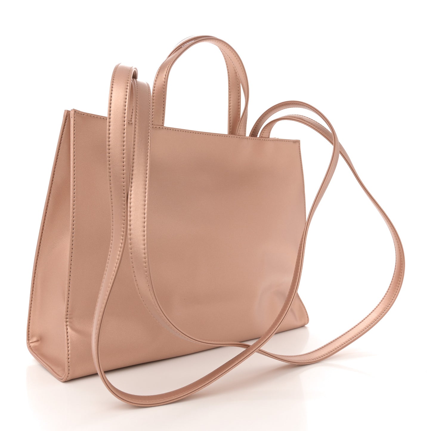 Metallic Vegan Leather Medium Shopping Bag Copper