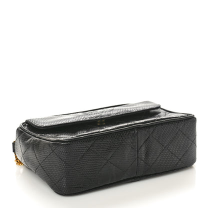 Chanel Lizard Quilted Small Tassel Camera Case Black 4 of 12